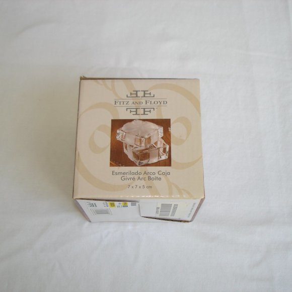 NEW Fitz & Floyd Frosted Bow Box Glass Crystal Trinket Dish - Picture 3 of 16